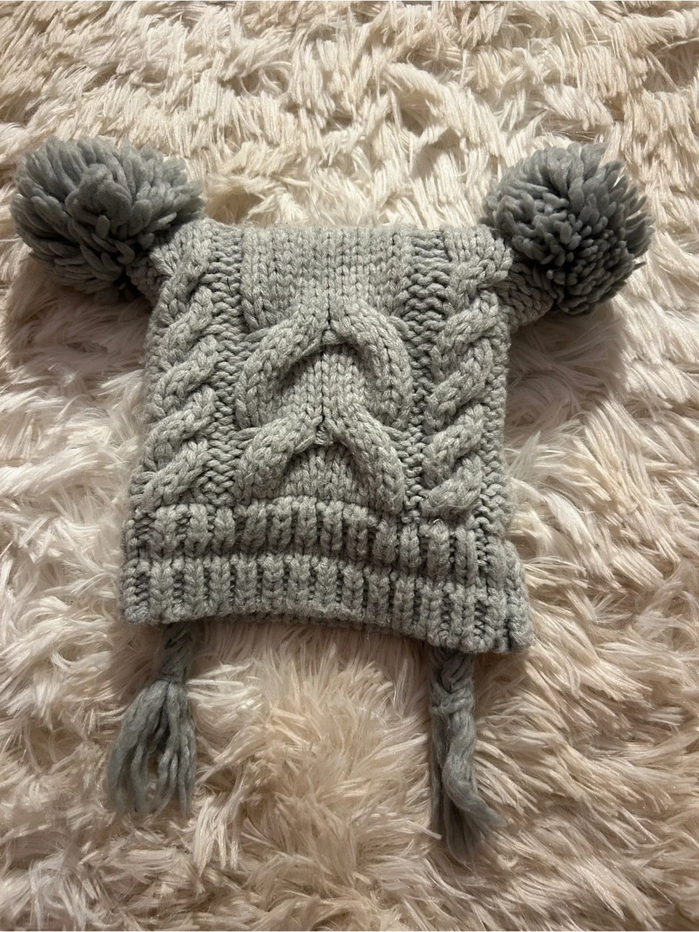 Cozy Knit Pom-Pom Hat for infants- Light Gray
